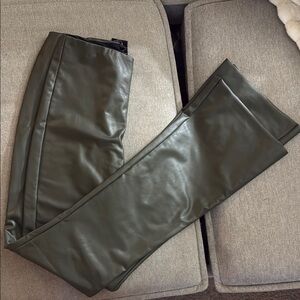Men's Olive Green Leather Pants